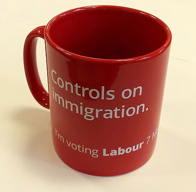Mug reads "controls on immigration: I'm voting Labour"
